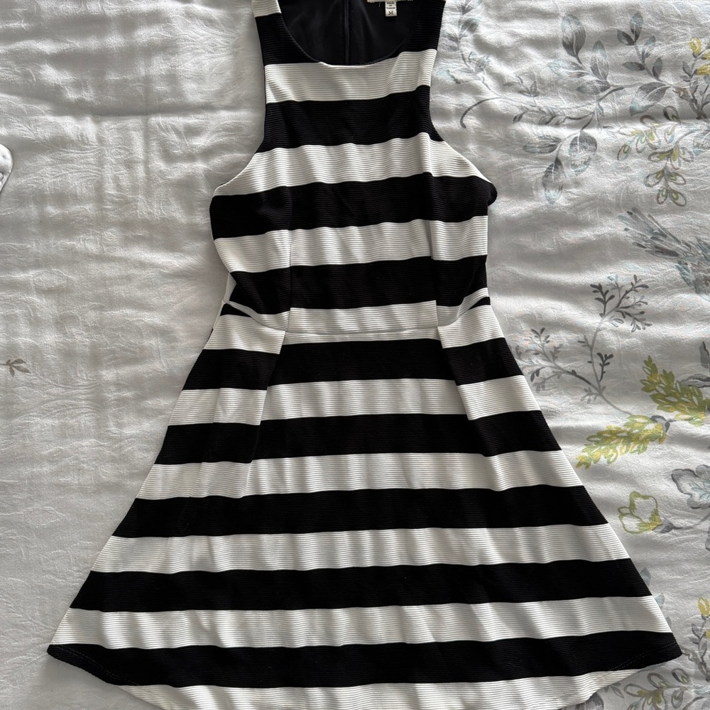 Black and White Striped Mini Dress